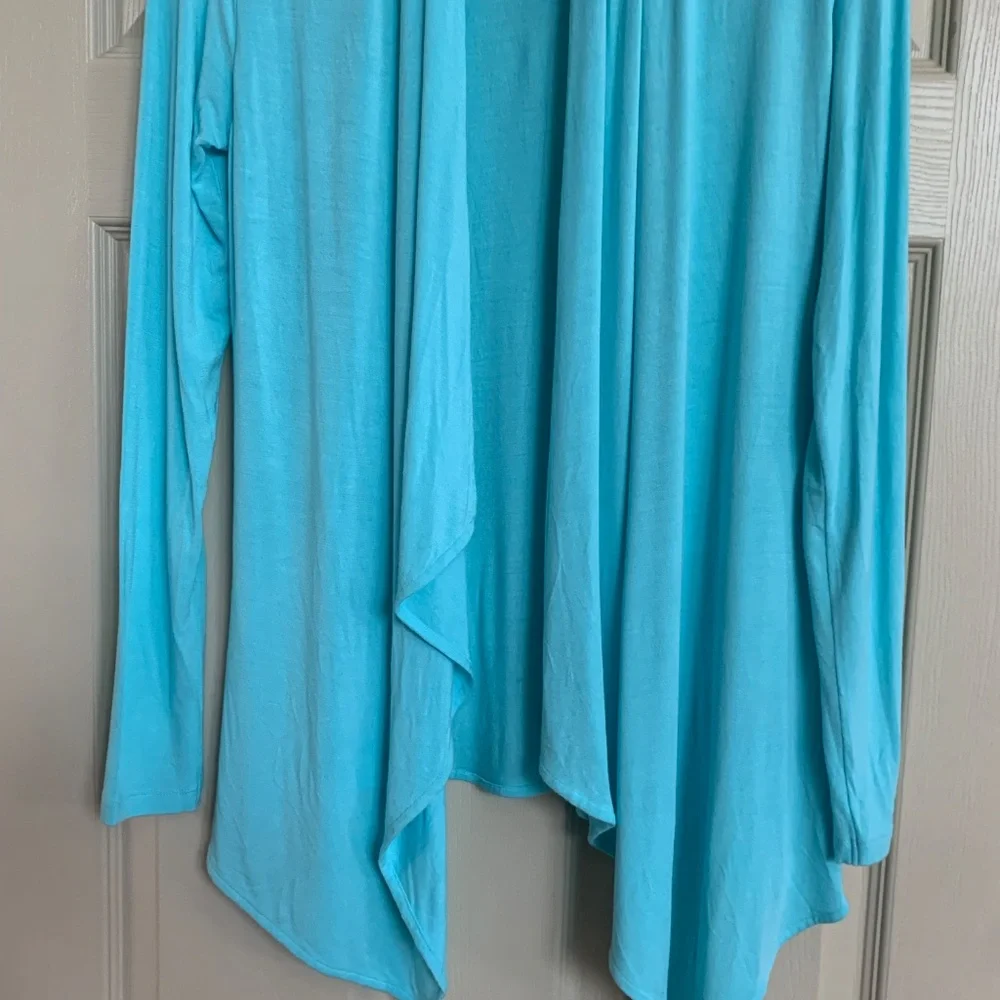 Tori Richard Aqua Blue Open Front Cardigan sz M